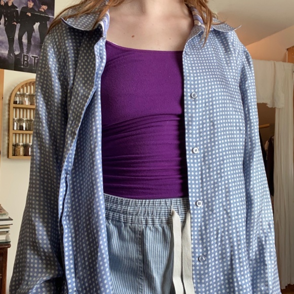 Vintage Polka Dot Silk Button Up Blouse 1980s - Picture 2 of 4